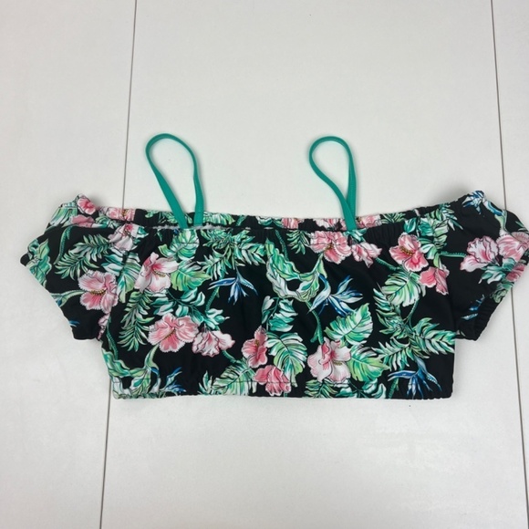 Tommy Bahama Girls Off Shoulder Cap Sleeve Bandeau Bikini Top in Black Sz 16 - Picture 4 of 4